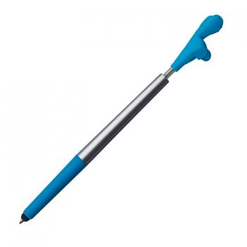 Touchpen Kugelschreiber mit Namensgravur - "Smile Hand" - Farbe: silber-türkis