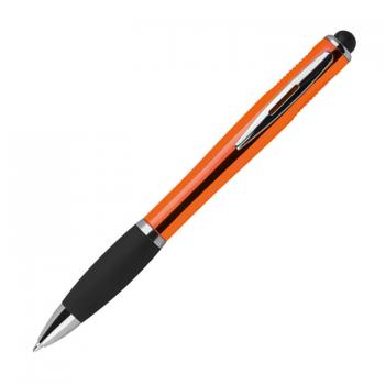 Touchpen Kugelschreiber mit Namensgravur mit weißem LED Licht - Farbe: orange