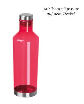 Transparente Trinkflasche mit Gravur / aus Tritan / 800ml / Farbe: rot