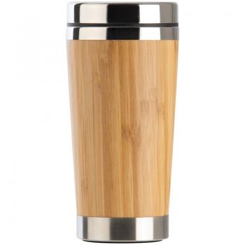 Trinkbecher / aus Edelstahl / mit einer Bambussummantelung / 400 ml