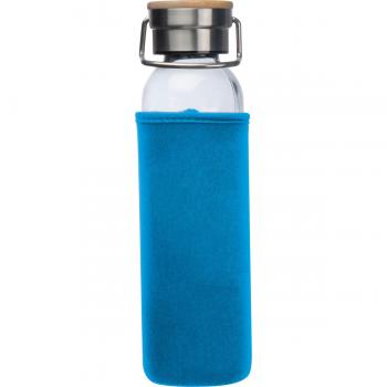 Trinkflasche aus Glas mit Gravur / mit Neoprenüberzug / 600ml / Farbe: hellblau