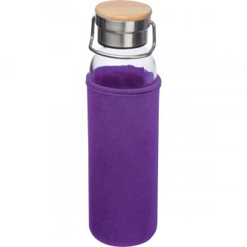 Trinkflasche aus Glas mit Gravur / mit Neoprenüberzug / 600ml / Farbe: lila
