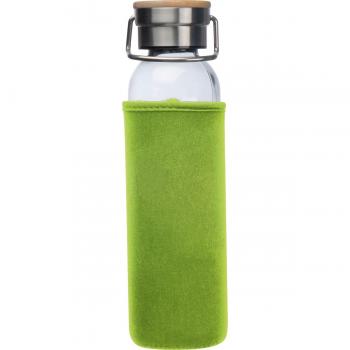 Trinkflasche aus Glas mit Namensgravur - mit Neoprenüberzug - 600ml - apfelgrün