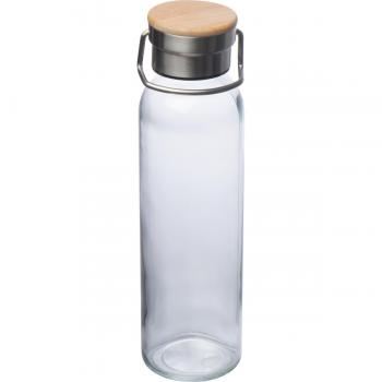Trinkflasche aus Glas mit Namensgravur - mit Neoprenüberzug - 600ml - grau
