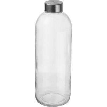 Trinkflasche aus Glas mit Neoprensleeve / 1000ml / Neoprenfarbe: hellblau