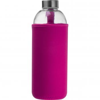 Trinkflasche aus Glas mit Neoprensleeve / 1000ml / Neoprenfarbe: pink