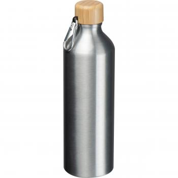 Trinkflasche aus recyceltem Aluminium mit Gravur / 750 ml / Farbe: silbergrau