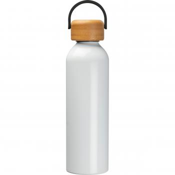 Trinkflasche aus recyceltem Aluminium mit Namensgravur - 600 ml - Farbe: weiß