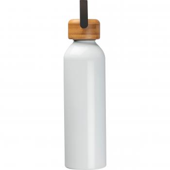 Trinkflasche aus recyceltem Aluminium mit Namensgravur - 600 ml - Farbe: weiß