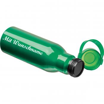 Trinkflasche aus recyceltem Aluminium mit Namensgravur - 750ml - Farbe: grün