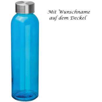 Trinkflasche mit Gravur / aus Glas / Füllmenge: 500ml / Farbe: blau
