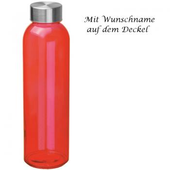 Trinkflasche mit Gravur / aus Glas / Füllmenge: 500ml / Farbe: rot