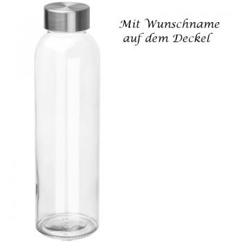 Trinkflasche mit Gravur / aus Glas / Füllmenge: 500ml / Farbe: transparent klar