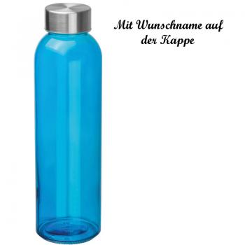Trinkflasche mit Namensgravur - aus Glas - Füllmenge: 500ml - Farbe: blau