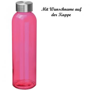 Trinkflasche mit Namensgravur - aus Glas - Füllmenge: 500ml - Farbe: pink
