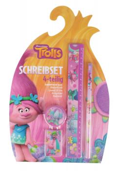 Trolls Set, 6tlg. / bestehend aus Faulenzerrolle + 4tlg. Schreibset + Geldbörse