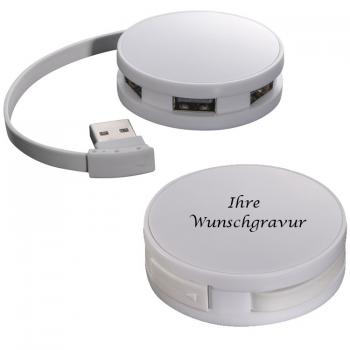 USB-Hub mit Gravur / mit 4 Anschlüssen / USB Verteiler / rund