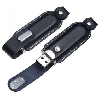 USB-Stick im Kunstleder-Etui / 1GB / Farbe: schwarz