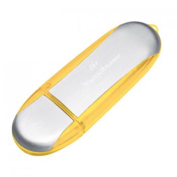 USB-Stick mit Gravur / aus Metall / 1GB / Farbe: silber-gelb