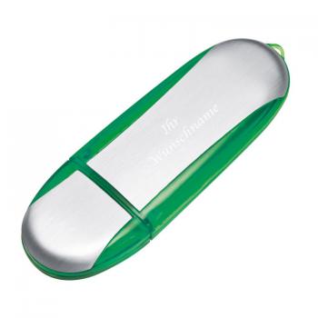 USB-Stick mit Gravur / aus Metall / 1GB / Farbe: silber-grün