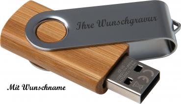 USB-Stick mit Namensgravur - aus Bambus - 4GB