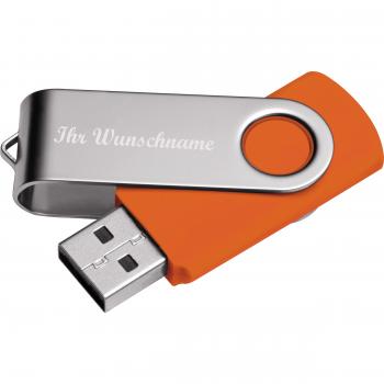 USB-Stick Twister mit Namensgravur - 32GB - aus Metall - Farbe: silber-orange