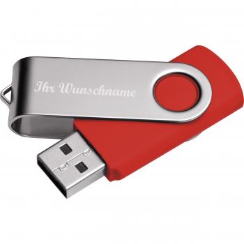 USB-Stick Twister mit Namensgravur - 32GB - aus Metall - Farbe: silber-rot