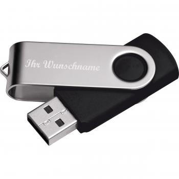 USB-Stick Twister mit Namensgravur - 8GB - aus Metall - Farbe: silber-schwarz