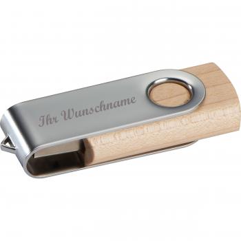 USB-Stick Twister mit Namensgravur - 8GB - aus Walnuss-Holz