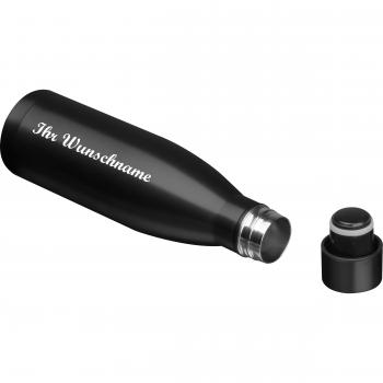 Vakuum Trinkflasche aus Edelstahl mit Namensgravur - 500ml - Farbe: schwarz