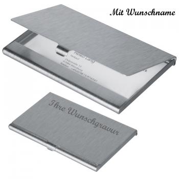 Visitenkartenetui mit Namensgravur - aus Aluminium - Farbe: grau-silbergrau