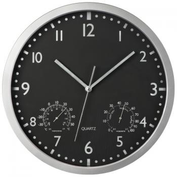 Wanduhr mit Hygro - und Thermometer / Farbe: schwarz