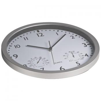 Wanduhr mit Hygro - und Thermometer / Farbe: weiss