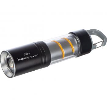 Wiederaufladbare COB-Taschenlampe mit Gravur / aus Metall / silber-schwarz