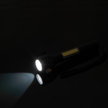 Wiederaufladbare COB-Taschenlampe mit Gravur / Sicherheitshammer, Gurtschneider