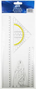 Zeichengarnitur 4tlg. Geo Dreieck 16cm + Lineal 17cm & 30cm + Parabel