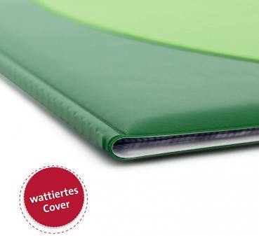Zeugnismappe / A4 / wattiertes Cover / mit 12 Hüllen / Farbe: grün