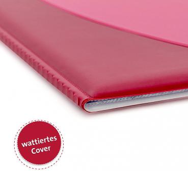 Zeugnismappe / A4 / wattiertes Cover / mit 12 Hüllen / Farbe: pink
