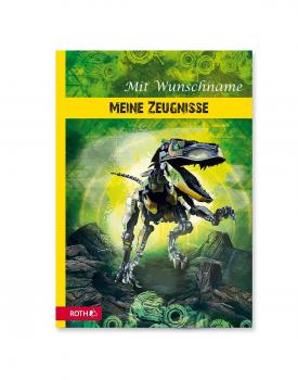 Zeugnismappe mit Gravur / "Robo T-Rex" / wattierter Einband / mit 10 Einlagen