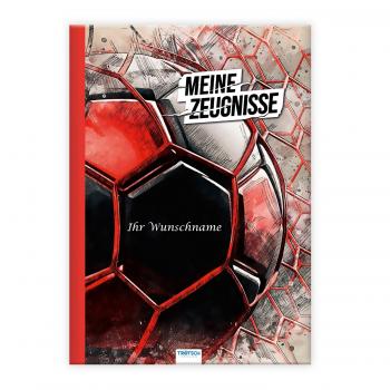 Zeugnismappe mit Gravur / A4 / "Fußball" / wattierter Einband / mit 10 Einlagen