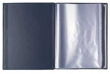 Zeugnismappe mit Namensgravur - mit 12 Hüllen - Farbe: metallic blau