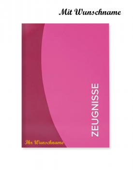Zeugnismappe mit Namensgravur - wattiertes Cover - mit 12 Hüllen - Farbe: pink