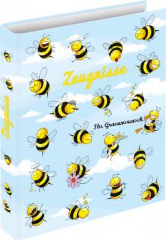 Zeugnismappe mit Namensgravur - Zeugnisringbuch - "Bienen"