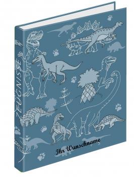 Zeugnismappe mit Namensgravur - Zeugnisringbuch - "Dinosaurier"