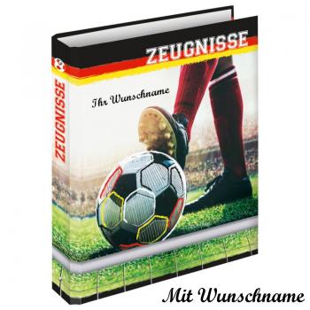 Zeugnismappe mit Namensgravur - Zeugnisringbuch - "Fußball"