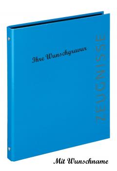 Zeugnismappe mit Namensgravur - Zeugnisringbuch - Farbe: blau