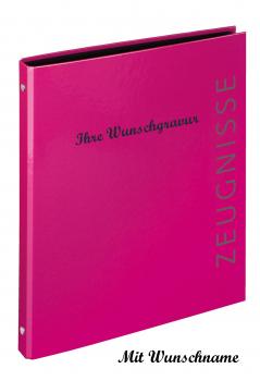 Zeugnismappe mit Namensgravur - Zeugnisringbuch - Farbe: pink