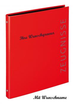 Zeugnismappe mit Namensgravur - Zeugnisringbuch - Farbe: rot