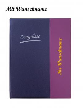 Zeugnismappe mit Namensgravur und Widmung - Zeugnisringbuch A4 - metallic lila