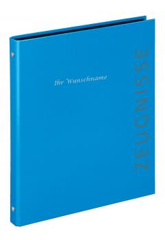 Zeugnismappe mit silbergefärbter Gravur / Zeugnisringbuch / Farbe: blau